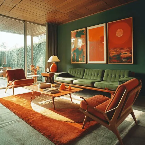 70s interiors, Brick house palette