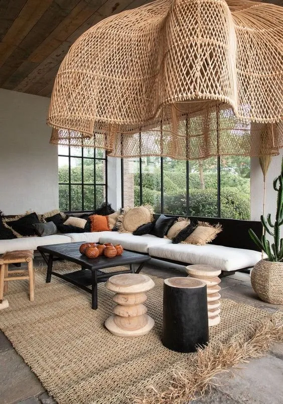 70s interiors, Rattan furniture