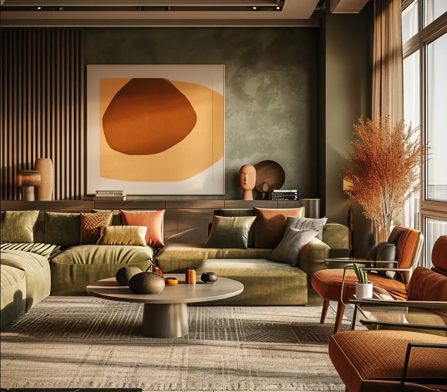 70s interiors, Earthy palette