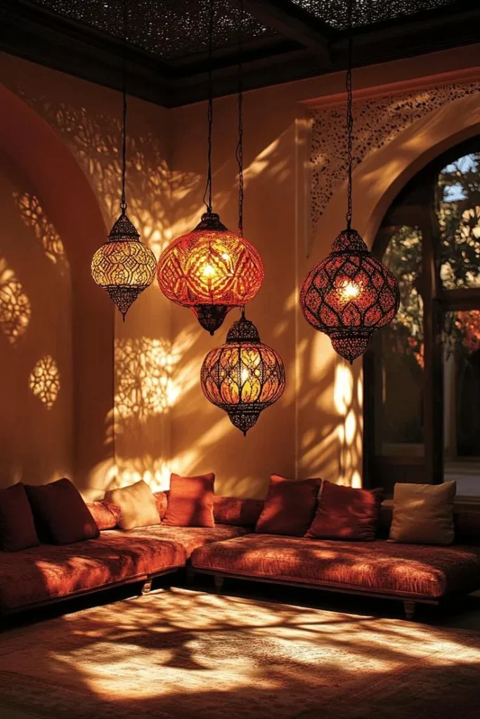 Maximalist Moroccan Interior Pierced Lanterns