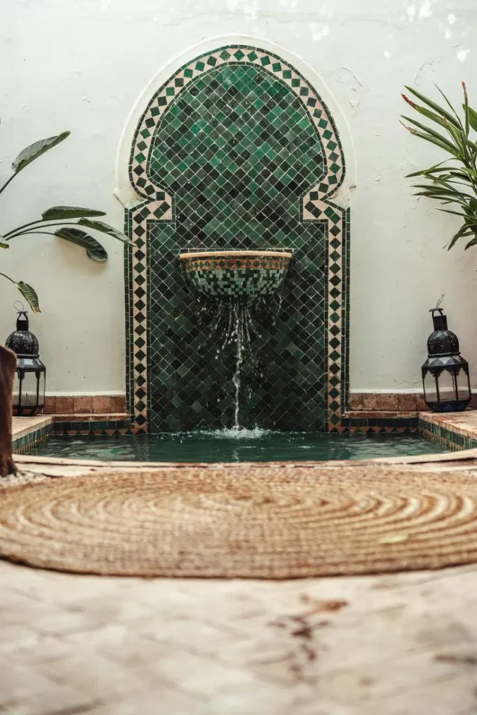 Maximalist Moroccan Interior Wall-Mounted Fountain